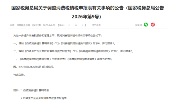 征管亮剑！白酒消费税新规落地从严征管重塑格局